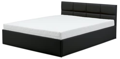 Mebligo - Polsterbett Kunstleder 140x200 mit Bettkasten, Doppelbett mit Lattenrost, Schlafzimmer Bett mit Bonellmatratze und Kopfteil, Stauraumbett Monos, Bett mit Matratze - Weiß