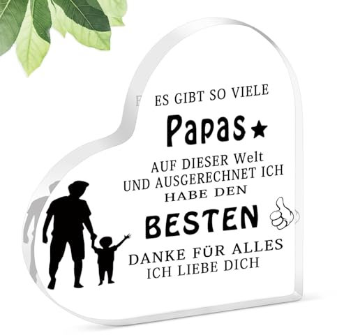AWARDSEN Herz Acryl Dekoschild Geschenke für Papa, Geschenk für Papa, Papa Geschenk Geburtstag für Den Besten Vater