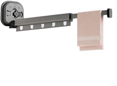 Zoegneer Ausziehbare Wäscheleine mit Saugnapf, Balkon, zusammenklappbar, Aluminiumlegierung, Teleskop-Wäschestange (A)
