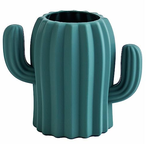 Joyramic Silikon-Stiftehalter in Kaktusform, niedlicher Stiftebecher für Kinder, Bürodekoration und Schreibtisch-Organizer (dunkelgrün)