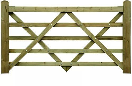 Premium Treated Timber 4 foot 5-Bar Farm Gate | Durable Wooden Fence Gate for Agricultural & Garden Use (1.83 m)