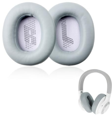 Ersatz-Ohrpolster für JBL E65 (E65BTNC) / Live 650 (650NC 650BTNC) / Live 660 (660NC 660BTNC) / Duet NC, Ohrpolster mit weicherem Leder, Lärm und Dicker (grau)