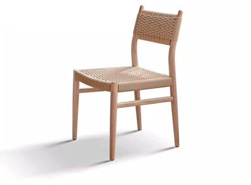 Sedia da pranzo in legno massello con poggiapiedi e schienale in corda intrecciata, per piccoli appartamenti, casa, tempo libero, sgabelli da bar in rovere