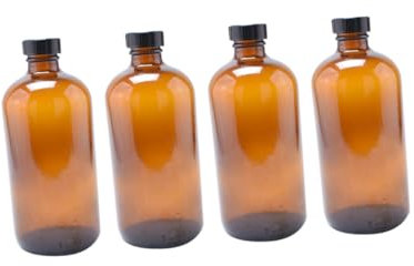 Garneck 4pcs 500ml Brown Glass Bottle with Wooden Lid Sealing Honey Pot for Kitchen Storage Jam Jar