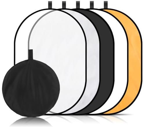 OSALADI Réflecteur Photo Pliable 5 en 1 90X60Cm Réflecteur De Lumière Double Face en Nylon pour Contrôle Et Diffusion De Lumière en Studio Et Plein Air Accessoire Photographie Portable
