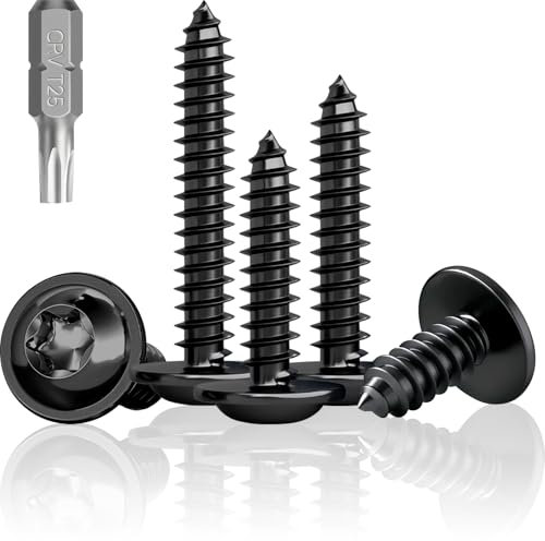 Jyvex Viti a Testa Piatta e Bombata in Legno, M5 x 30 mm, Acciaio Inox A2 V2A, Nero, Torx, 100 Pezzi
