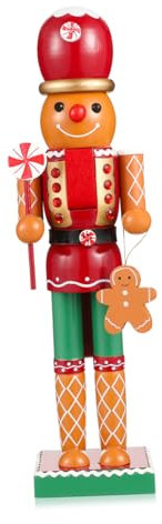 PRETYZOOM 1Pc Decorative Wooden Gingerbread Man Nutcracker Ornament for Xmas Party Scene Festive Desktop Decoration Craft for Holiday Cheer