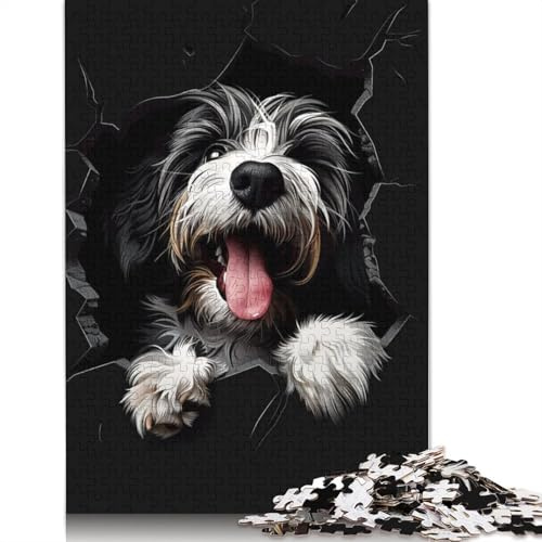 Puzzle 1000 pièces Bearded Collie pour Adultes, difficulté : Jeux relaxants, Jouet, Cadeau d'halloween, 1000 pièces (75 x 50 cm)