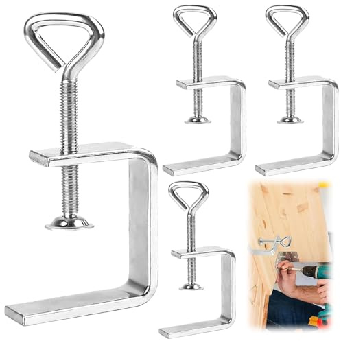 Tkxjry 4 Stück Edelstahl C Zwingen, 50mm C-Klemme Edelstahl, Silber Schraubzwingen Klein, C Klemme Klein, C Zwingen, Maximaler Klemmgrad 50 mm für Holzarbeiten Klemmen, Spanner Schweißen Autoreparatur