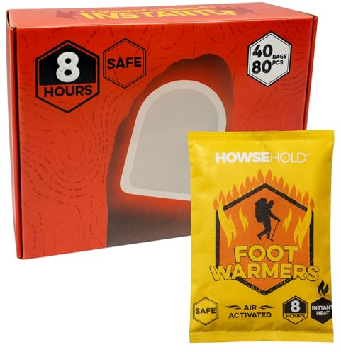 Foot Warmers - 40 Pairs - 8 Hours of Heat Air Activated Glove or Pocket Warming Sachets for Outdoor Activities Football, Golf, Skiing, Hiking, Sport Spectating