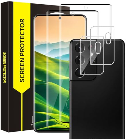 Bodyguard 2+2 Pièce Verre trempé pour Samsung Galaxy S21 Ultra 5G, 9H Dureté Protection écran+Caméra Protecteur, Sans Bulle, 3D plein écran, Haute définition Transparent S21 Ultra Vitre Protection