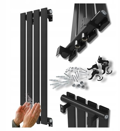 Granitan Radiateur eau Chaude FERO 800x296 cm, Noir, 278W | Raccordement au Chauffage Central, Idéal pour Sécher les Serviettes, Radiateur Salle de Bain, Chauffage Mural