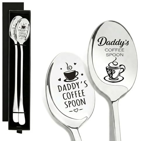 Daddy Gifts Coffee Spoon, Gifts for Dad from Daughter Son, Long Handle Stainless Steel Teaspoon in Gift Box, Daddy Birthday Gifts, Birthday Present for Him, Gift for Father Daddy Gift from Children