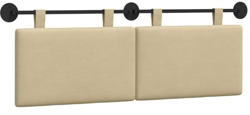 vidaXL Hängendes Kopfteil Cordstoff, Moderner rechteckiger Wand-Kopfteil, weich gepolstert, verstellbare Rückenlehne, platzsparender Bett-Zubehör