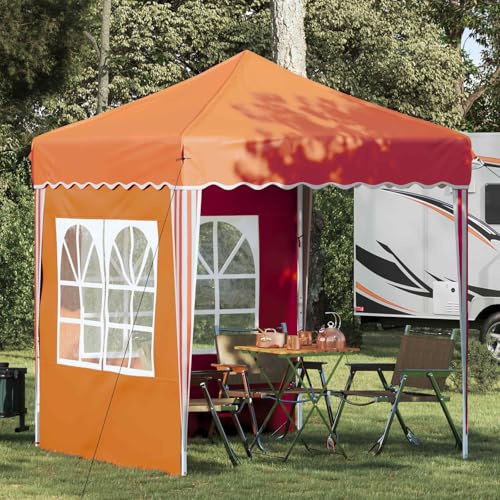 LoogCape Pop-up Partyzelt 195 x 195 x 245 cm Orange Oxford-Stoff Pavillon Gartenzelt Faltzelt mit UV Schutz, 3 Höhenstufen, wasserfest für Garten Event