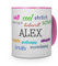 printplanet Tasse mit Namen Alex - Positive Eigenschaften von Alex - Namenstasse, Kaffeebecher, Mug, Becher, Kaffeetasse - Farbe Rosa