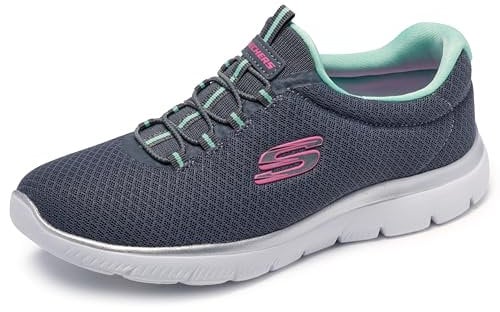 Skechers Damen Summits Sneaker, Grey Anthracite Green, 37.5 EU