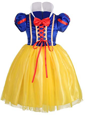 Lito Angels Deguisement Robe Princesse Blanche Neige Enfant Fille, Costume d'halloween Anniversaire Fete Carnaval, Taille 5-6 ans, Style A