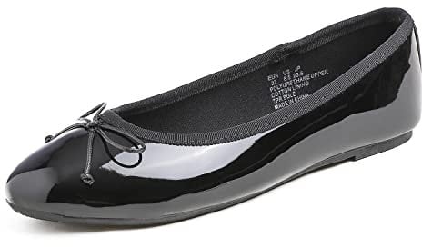 Feversole Women's Round Toe Cute Bow Trim Ballet Flats Dolly Shoes Black 5 UK