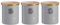 Typhoon Living Airtight Tea, Coffee and Sugar Storage Canister with Bamboo Lid, Set of 3, 1 Litre, Grey