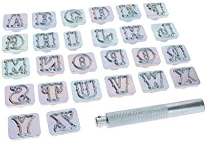 chiwanji 1 Satz 27pcs Metall Punch Stempel Stanzwerkzeug, 19mm Schlagbuchstaben A-Z Stempel Werkzeuge zum Stanzen/Punsch Leder, Holz