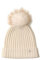 SANSUILOKE 100% Kaschmir Strickmütze für Frauen Pelz Pom Pom Mütze für Damen Cuffed Beanie Reines Kaschmir Strickmützen für kaltes Wetter, weiß, Einheitsgröße