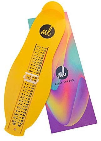 Milam London Professional Family Foot Measure Sizer Device Child/Adult UK Sizes 2-12 / EU Sizes 18-47 - (Yellow)