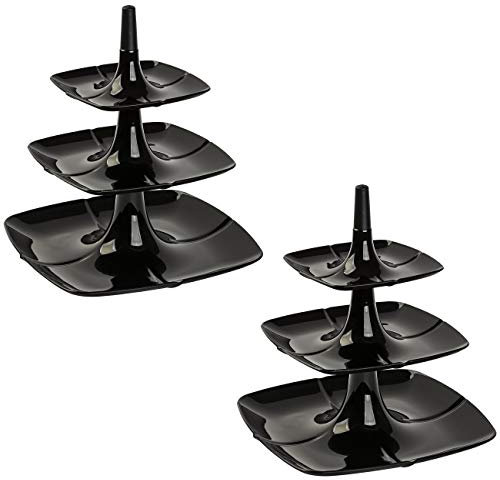 2x Etagere 3 stöckig Kuchenständer Dessertständer Tortenhalter Käseplatte Kunststoff Farbe schwarz