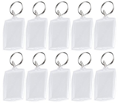 Upstore 25 Stück klare Acryl-Schlüsselanhänger mit Foto, rechteckige Form, Bilderrahmen, Schlüsselanhänger, personalisierbar, zum Einrasten, ideal für DIY-Geschenk