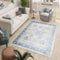 TAPISO Valley Teppich Kurzflor Weiß Grau Blau Rahmen Ornamental Used Effekt Meliert Verwischt Vintage Wohnzimmer Schlafzimmer ÖKO-TEX 300 x 400 cm