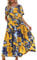 YESNO Women Dresses Casual Plus Size Bohemian Short Sleeve Floral Long Maxi Summer Beach Swing Dress/Pockets M EJFUK CR141