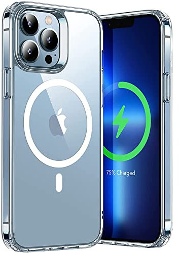 Hikissny Magnetische Silikonhülle Hülle Kompatibel mit iPhone 13 Pro Max Magsafe Ladegerät Silikon Handyhülle, Dünn PC Zurück TPU Anti Gelb Stoßfest Crystal Clear Case für iPhone 13 Pro Max