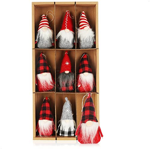 COM-FOUR® 9X Premium Weihnachtsmann-Anhänger für den Weihnachtsbaum, schwedisch-skandinavische Deko-Trolle, Christbaum-Figuren Anhänger als Baumbehang, Weihnachtsschmuck oder Geschenk-Anhänger