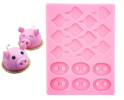 Cestony Silikonformen für Schweine-Nasenohren, für DIY-Kuchen, Fondant, Kekse, Seife, Zucker, Pudding, Schokolade, harte Süßigkeiten, Dessert-Kerzendekoration
