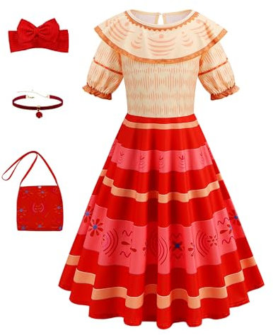 Foierp Encanto Mirabel Kleid für Mädchen Prinzessin Dolores Kostüm Cartoon Outfit Cosplay Party Halloween Kostüme Kleider