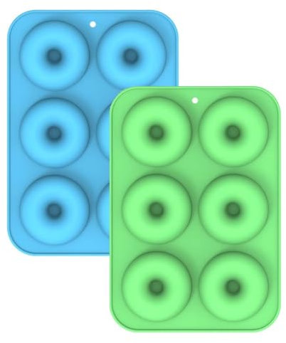 2 Piece Silicon Douhnut Mould, 6 Cavity Non-Stick Safe Silicone Donut Bakin Pan Mold for Cake Biscuit Baels Muffins,Bakin Tools,Heat Resistant Up to 230℃,BPA Free and Dishwasher Safe