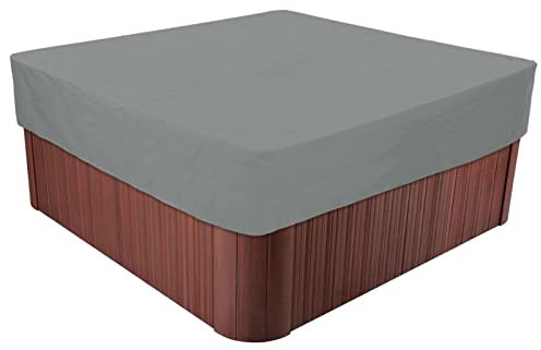 Quadratische Whirlpool Abdeckung für den Außenbereich, 210D Oxford Gewebe, Garten Spa Badewanne, Poolabdeckung, wasserdicht, staubdicht, UV-beständig, mehrere Größen zur Auswahl,Grau,215x215x30cm