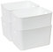 Cetomo 17L*4 Storage Basket, Plastic Open Storage Box, Containers for Shelves, Organizers with Handles for Office, Countertops, Cabinets, PP, BPA Free, White, 17L-4 Pack (35 * 27 * 20cm)