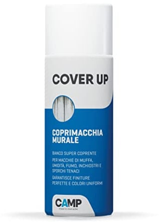 CAMP COVER UP, Coprimache Blanc Mat, Supercouvrant, Couvre Taches de Moule, Humidité, Marqueurs, Fumée, Suie, Pour Murs et Placoplâtre, Spray 400 ml