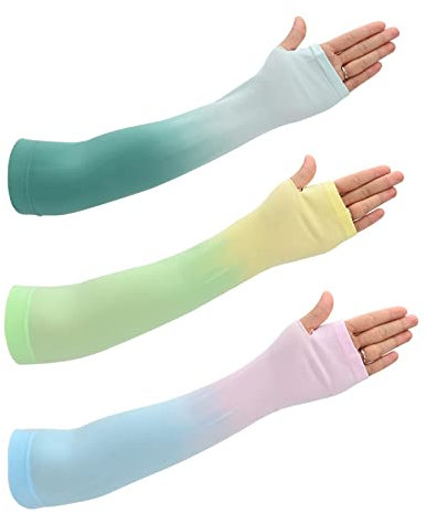 3 Paar Arm Sleeves UPF50+ UV-Schutz Kühlung Armstulpen Farbverlauf Sommer Sonne Sonne Schützen für Männer Frauen Tattoo Cover Unisex Ärmlinge Kompressions Arm Ärmel Rutschfest für Outdoor Laufen (C)