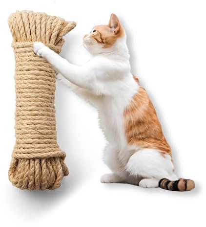 SNURO Sisalseil (8mm, 20M), für Kratzbaum, Tiere & Deko- 100% natürliches Sisal Seil aus Agavenpflanze - Robuste Sisalschnur für Katzen, Papagei & Sittiche - Bruchkraft 485 kg