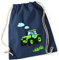 minimutz Turnbeutel Kinder Jungen aus Baumwolle | Motiv Traktor Bulldog mit Wolken & Gras | Schuhbeutel Sportbeutel zum Zuziehen mit Kordel 37cm x 46cm in Dunkelblau Navy