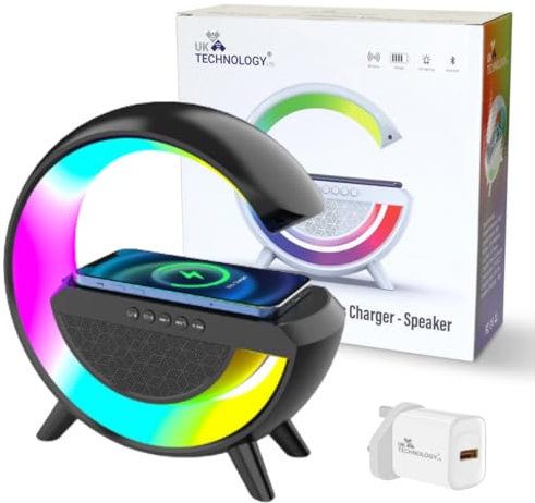 【2025 Model】 G Lamp Wireless Charger,Night Lights Bluetooth Speaker Light, Wireless Charger Lamp, Multi Coloured Night Light for Bedroom, Dimmable LED, Birthday Gifts Gadgets For Teenage Boys Girls