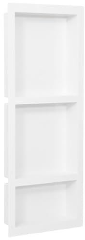 vidaXL Hornacina de Ducha con 3 Compartimentos Nicho Estantería Champú Jabón Acondicionadores Muebles Baño Artículos Básicos Espacios Blanco Brillo 41x99x9 cm