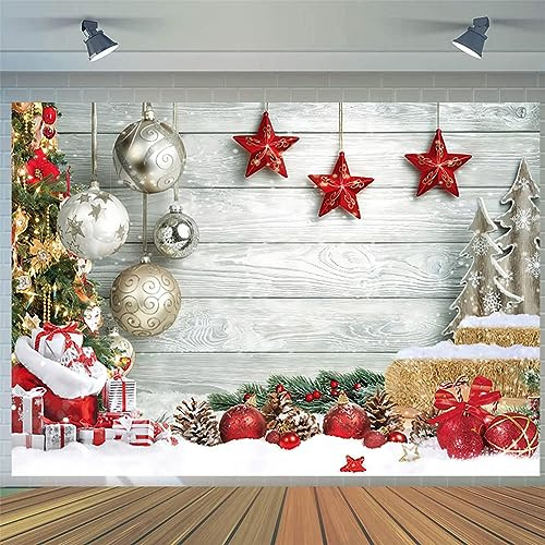 3x2m Foto Hintergrund Weihnachten Weiß Holzboden Winter Schnee Weihnachtskugeln Weihnachtsbaum Geschenk Fotografie Hintergrund Familie Urlaub Neujahr Party Dekoration Banner Fotostudio Requisiten