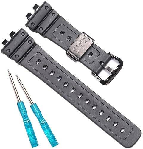 Uhrenzubehör Kompatibel mit Casio gmw-b5000 Ersatzband Herren GMW-B5000 Armband Gummi Wasserdichtes Armband Edelstahl Reifen (Black black steel ring)