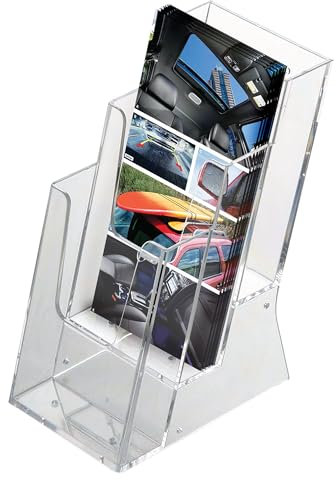 DISPLAY SALES Tisch-Prospekthalter 3-Fach für DIN Lang Flyer | Prospektständer Lang im Hochformat | Aufsteller Flyer aus glasklarem Acryl | 1 x Broschürenständer für jeden Anlass