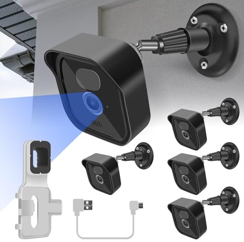 Leikurvo Support Caméra Blink Outdoor : Set De 5 Supports Muraux Réglables, Housse De Protection Toutes Saisons, pour Surveillance Intérieure Et Extérieure (Noir)