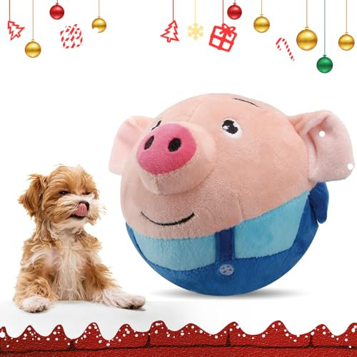 Topbashgo Balle active, en peluche, pour chien et chat, au motif de cochon bleu