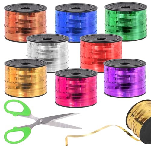 Tanstic 9Pcs breite Curling Band Set, 800 Yards Total Wrapping Curling Band, Crimped Ballon Band String Ideal für Geschenkbox Verpackung, Party Geburtstag Dekorationen